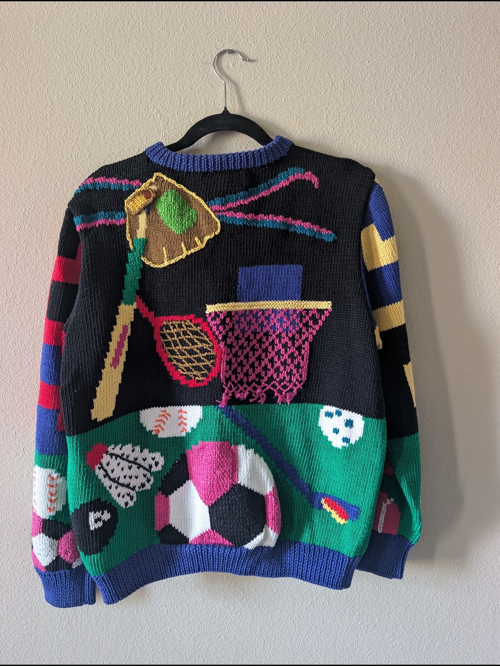 Rare Berek 1989 Vintage Sports Patterned Knit Cardigan Sweater - Picture 2 of 9